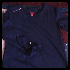 Navy blue long sleeve dress.